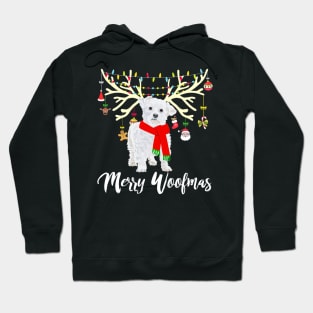 Merry Woofmas Maltese Reindeer Christmas Hoodie